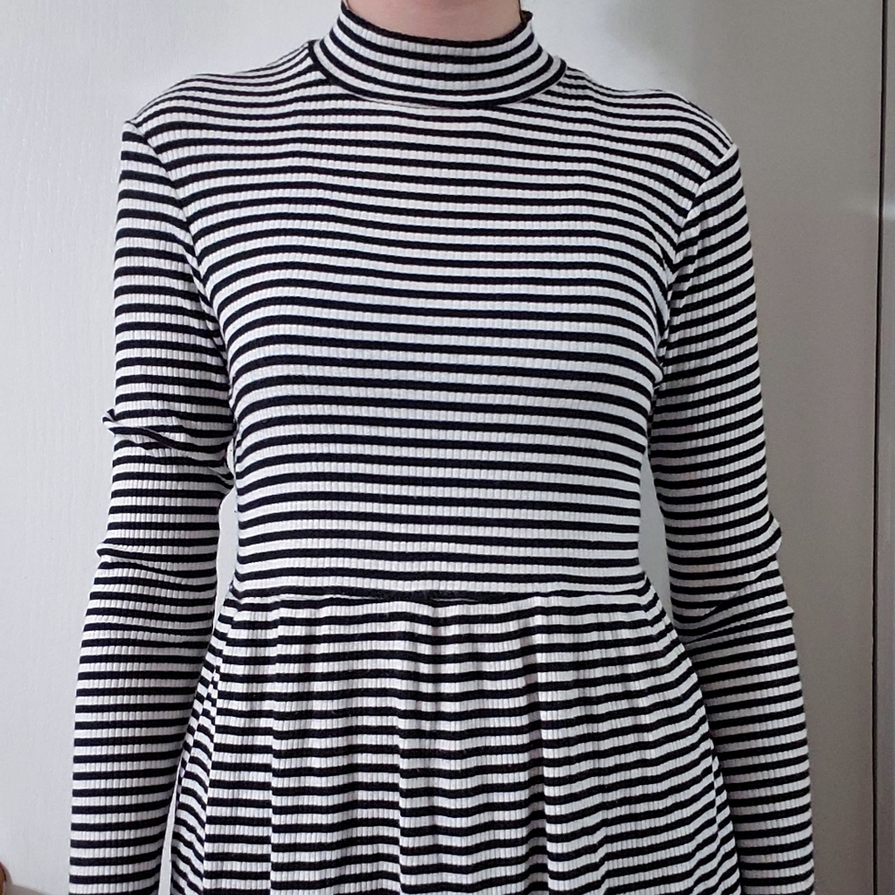 Striped mock-neck top